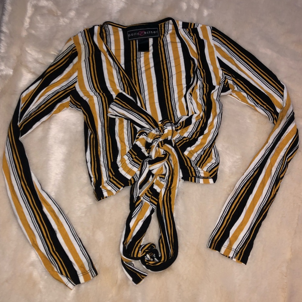 Stripped Tie Front Crop Top 3 for $25
